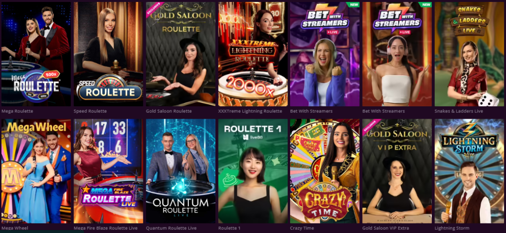 Screenshot da interface do Malina Casino mostrando jogos e menus